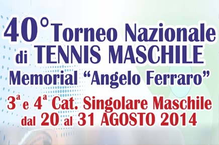 TC Siderno organizza 40° Torneo Nazionale “Memorial “Angelo Ferraro” III e IV Categoria Singolera Maschile del 20 a 31 Agosto 2014