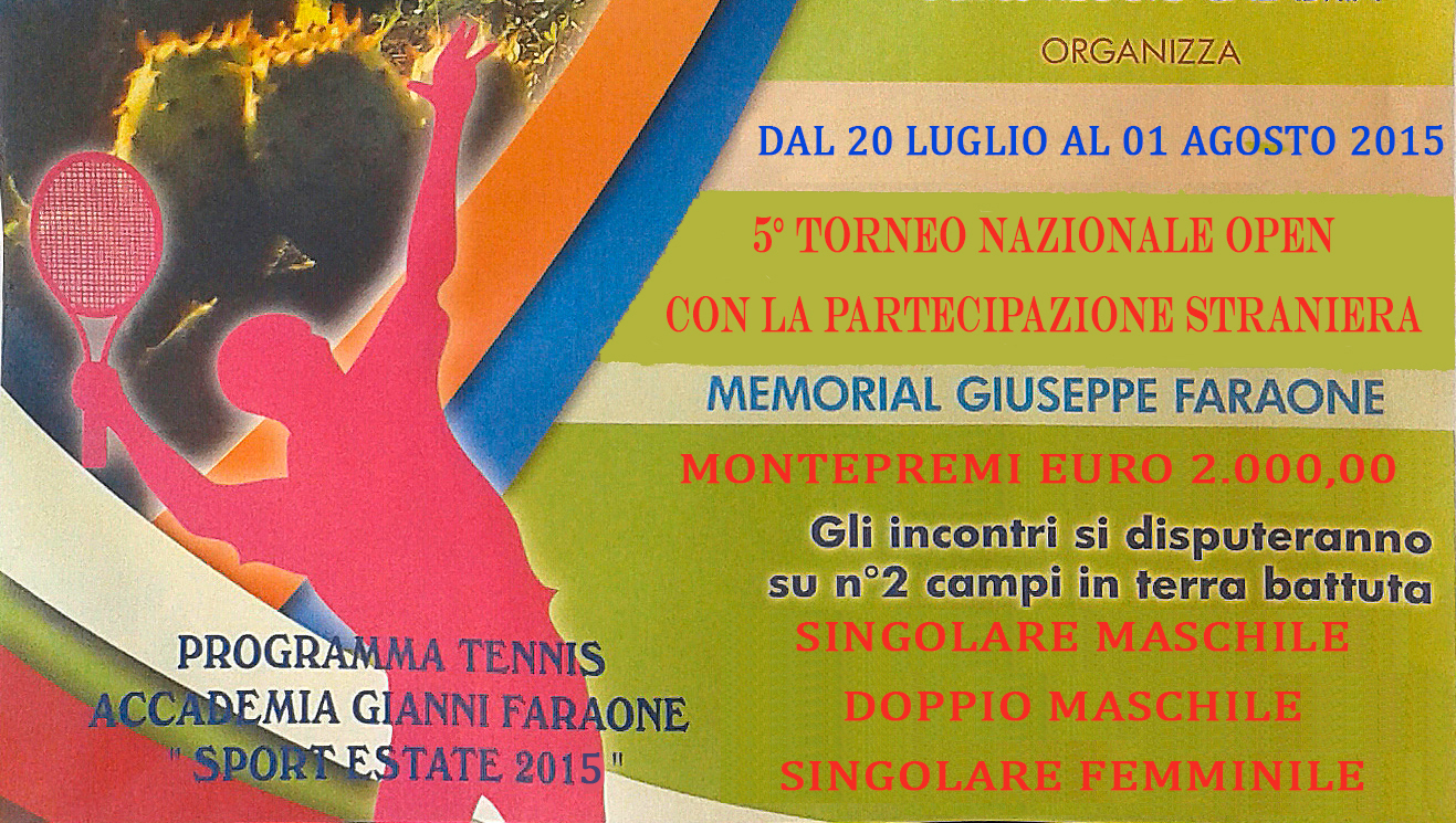 TC Pharaon: 5° Memorial “Giuseppe Faraone” Montepremi  € 2.000,00