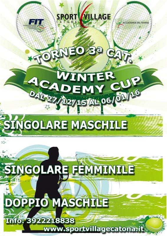 Sport Village Catona: Winter Academy Cup – III Categoria Singolare M/F e Doppio M