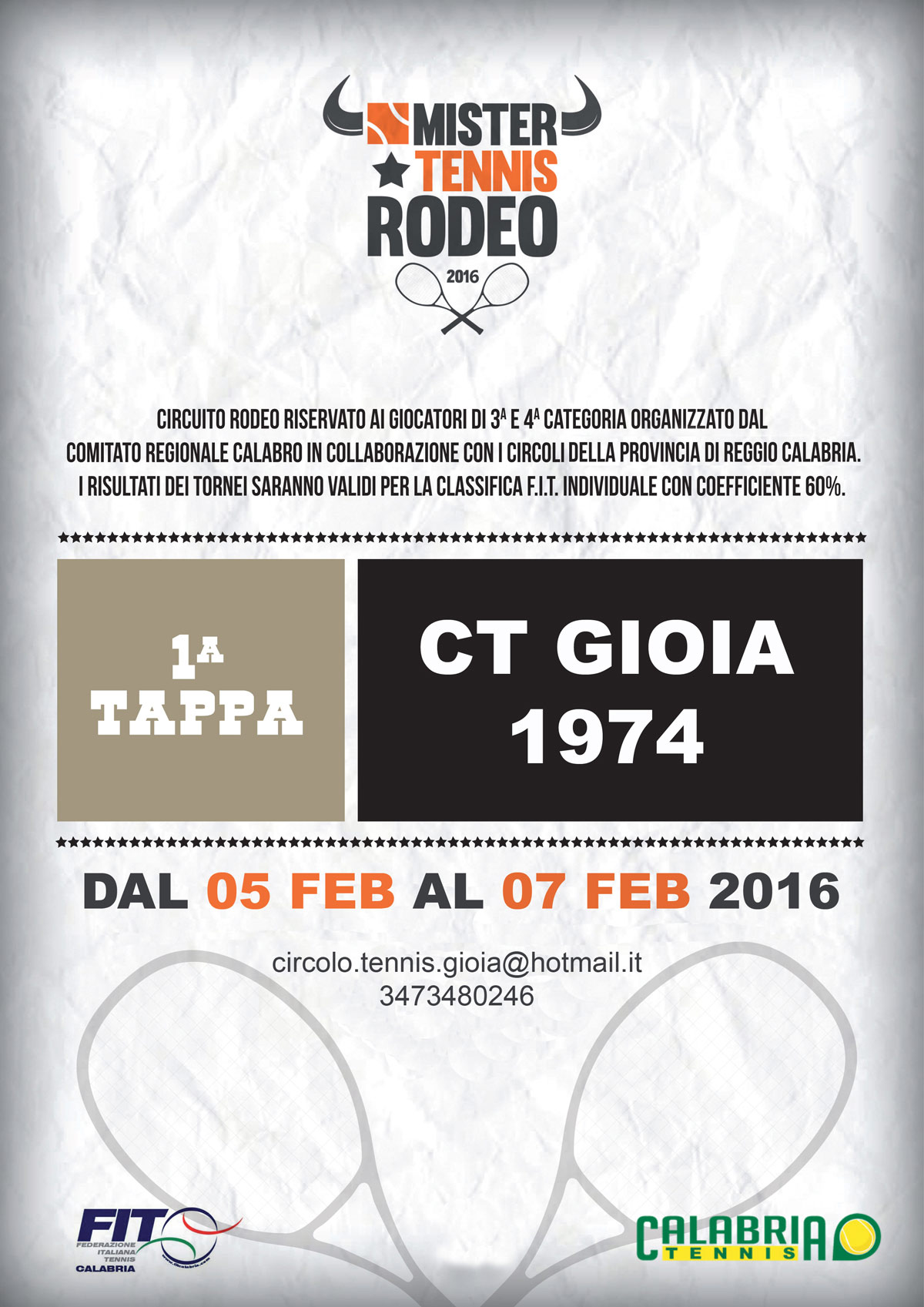 Rodeo Mistertennis 2016: 1ª tappa al CT Gioia 1974