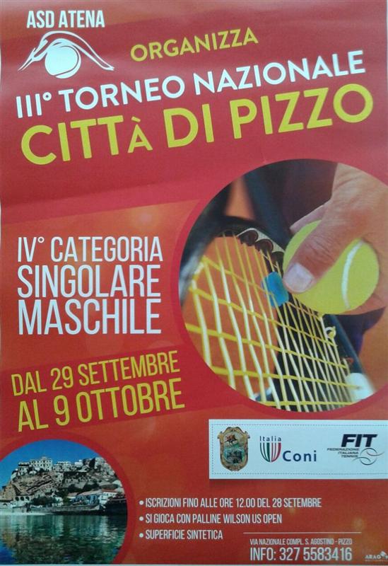 A.S.D. Atena di Pizzo (VV)  III Torneo Città di Pizzo – IV Cat. Singolare Maschile – dal 29 Settembre al 9 Ottobre 2016