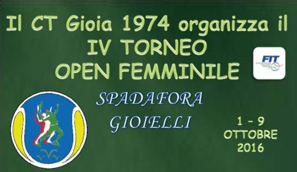 Circolo Tennis Gioia 1974: IV Torneo Open Singolare Femminile Spadafora Gioielli – 1/9 ottobre – € 1.000,00