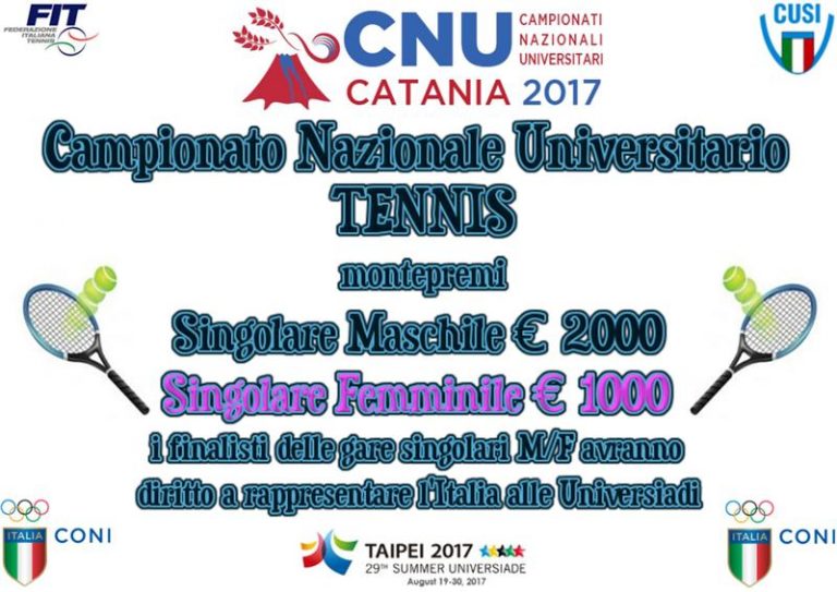 Campionati Universitari 2017 – CUS Catania dal 12 al 16 Giugno