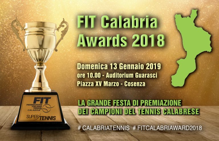 Fit Calabria Awards 2018 – La Grande Festa di Premiazione del Tennis Calabrese, Domenica 13 Gennaio 2019