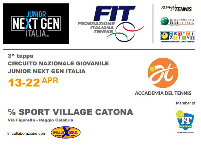 3^ Tappa Circuito Junior Next Gen Italia 13-22 Aprile 2019 c/o Sport Village Catona (RC)