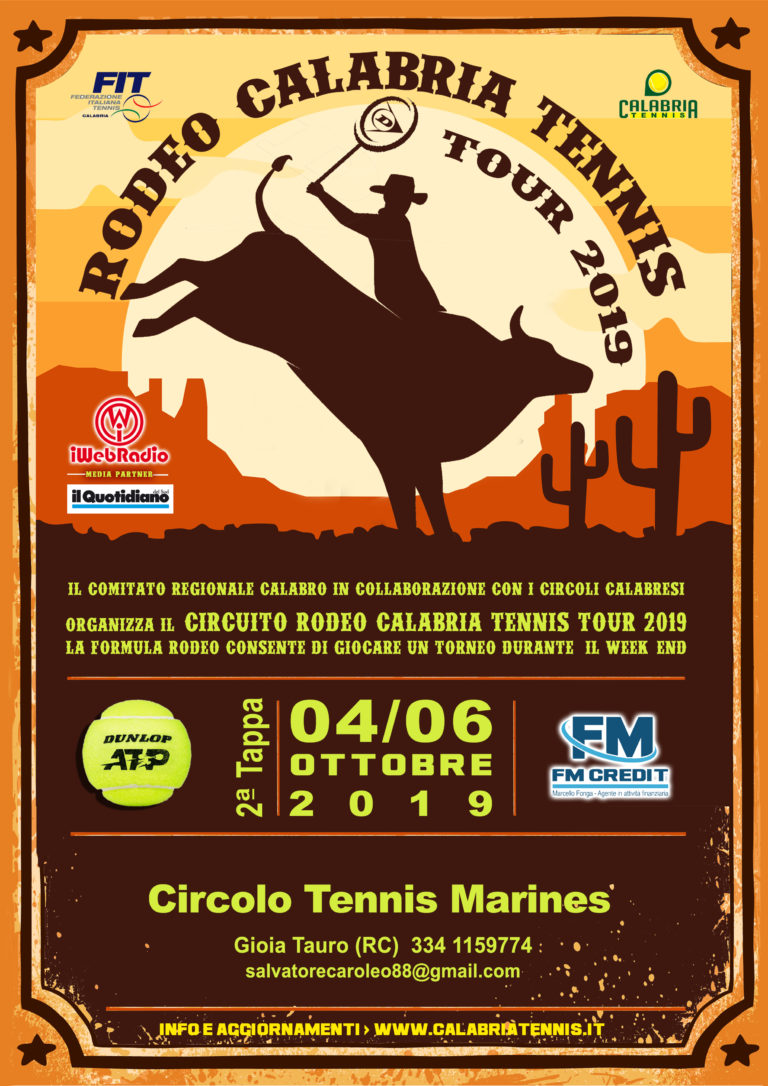 Circuito Rodeo Calabria Tennis 2019 – 2^ Tappa 04/06 Ottobre CT Marines Gioia Tauro (RC)