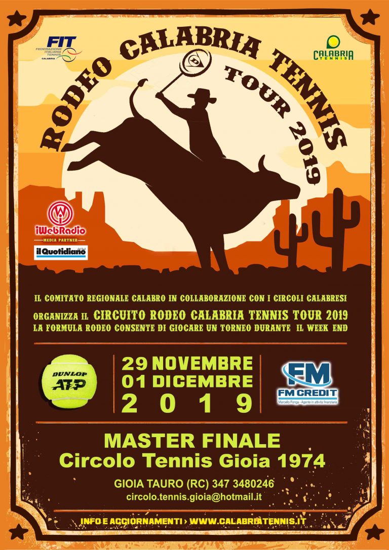 Circuito Rodeo Calabria Tennis 2019 – Master Finale Circolo Tennis Gioia 1974 dal 29 Novembre al 1 Dicembre