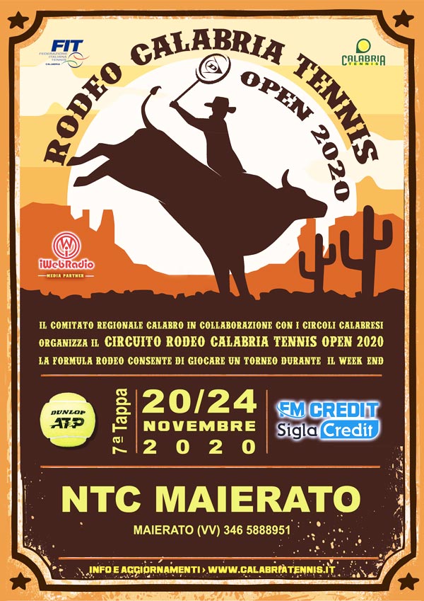 Circuito Rodeo Calabria Tennis Open 2020: 7^ Tappa NTC Maierato (VV) 20/24 Novembre