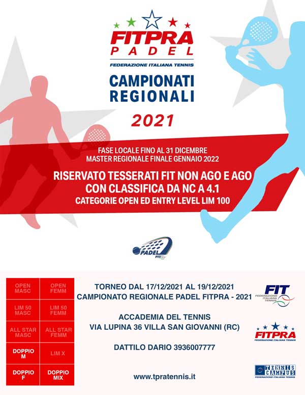 Accademia del Tennis: Campionato Regionale Padel FITPRA 2021