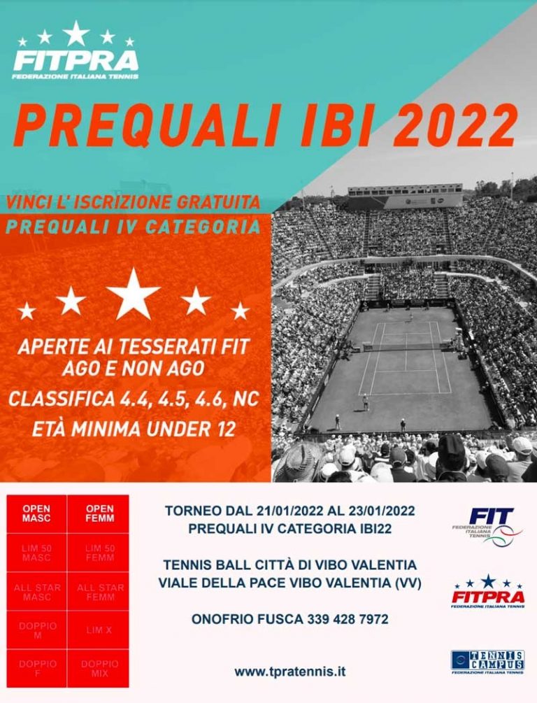 Tennis Ball Vibo Valentia (VV) Prequali IV Categoria IBI 2022 dal 21 al 23/01/2022