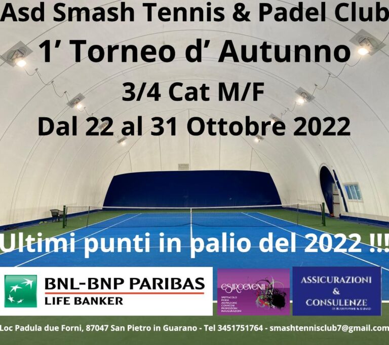 Smash Tennis Club – Torneo d’Autunno 2022